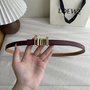 Loewe Graphic Logo Buckle Belt 1.5 In Smooth Calfskin Burgundy/Gold