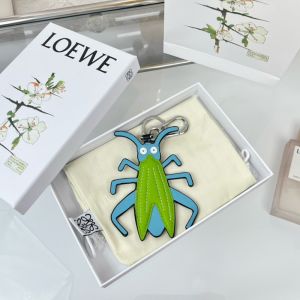 Loewe Grasshopper Charm In Calfskin Green