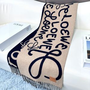 Loewe Logo Anagram Scarf In Wool And Cashmere Beige/Black