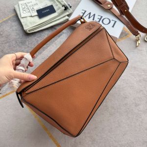 Loewe Medium Puzzle Bag In Grained Calfskin Brown