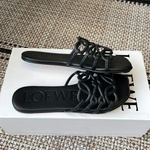 Loewe Petal Anagram Slides Women Soft Calfskin Black