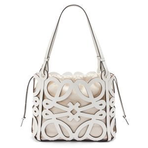 Loewe Small Anagram Tote In Cut-Out Calfskin White