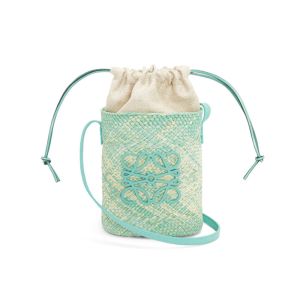 Loewe Square Pocket Pouch In Iraca Palm Blue