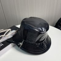 Loewe Logo Anagram Patch Bucket Hat In Zip Lampskin Black