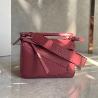 Loewe Mini Puzzle Bag In Satin Calfskin Rose