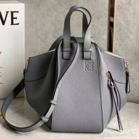 Loewe Small Hammock Bag In Grained Calfskin Grey