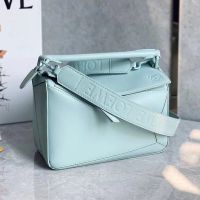 Loewe Small Puzzle Bag In Satin Calfskin Sky Blue