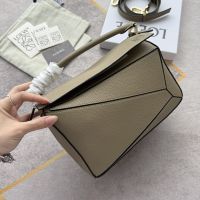 Loewe Small Puzzle Bag In Grained Calfskin Military Green