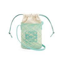 Loewe Square Pocket Pouch In Iraca Palm Blue