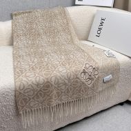 Loewe Anagram Checkerboard Blend Scarf In Wool And Cashmere Beige