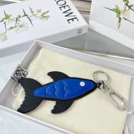 Loewe Fish Charm In Calfskin Blue