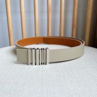 Loewe Graphic Logo Buckle Belt 2.8 In Smooth Calfskin Beige/Silver