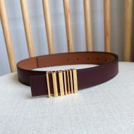 Loewe Graphic Logo Buckle Belt 2.8 In Smooth Calfskin Burgundy/Gold