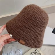 Loewe Logo Knit Bucket Hat In Brown