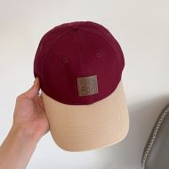 Loewe Logo Anagram Patch Baseball Cap In Bicolor Canvas Red/Beige