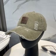 Loewe Logo Anagram Patch Baseball Cap In Washed Canvas Khaki