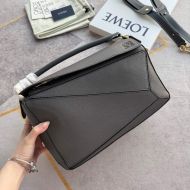 Loewe Medium Puzzle Bag In Grained Calfskin Grey
