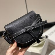 Loewe Mini Gate Bag In Grained Calfskin Black