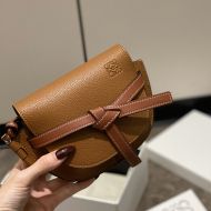 Loewe Mini Gate Bag In Grained Calfskin Brown