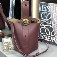 Loewe Mini Pebble Bucket Bag In Mellow Calfskin Burgundy