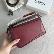 Loewe Mini Puzzle Bag In Classic Calfskin Burgundy