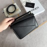 Loewe Mini Puzzle Bag In Grained Calfskin Black