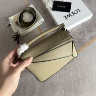 Loewe Mini Puzzle Bag In Grained Calfskin Military Green