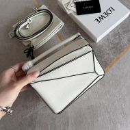 Loewe Mini Puzzle Bag In Grained Calfskin White