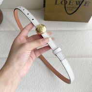 Loewe Pebble Round Buckle Belt 1.5 In Smooth Calfskin White/Gold