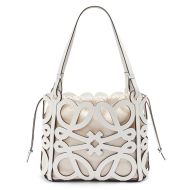 Loewe Small Anagram Tote In Cut-Out Calfskin White