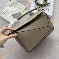 Loewe Small Puzzle Bag In Grained Calfskin Military Green