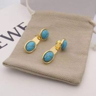 Loewe Turquoise Drop Stud Earrings In Metal Gold/Blue