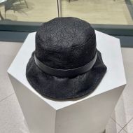 Loewe Anagram Bucket Hat Jacquard and Calfskin In Black