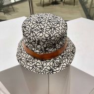 Loewe Anagram Bucket Hat Jacquard and Calfskin In Black/Brown