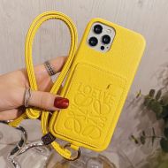 Loewe Anagram iPhone Case with Card Holder In Grained Leather Yellow