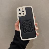 Loewe Anagram iPhone Case In Grained Leather Black