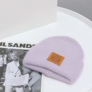 Loewe Anagram Knit Beanie Hat Wool In Purple