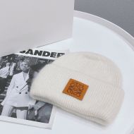 Loewe Anagram Knit Beanie Hat Wool In White