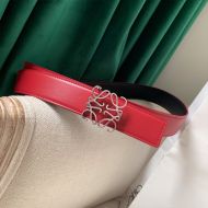 Loewe Anagram Reversible Belt Smooth Calfskin In Red