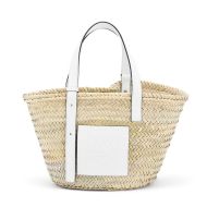 Loewe Basket Bag Palm Leaf In Beige/White