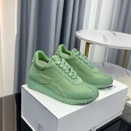 Loewe Flow Runner Sneakers Unisex Calfskin and Suede In Light Green