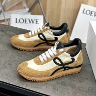 Loewe Flow Runner Sneakers Women Suede and Nylon In Khaki/Black