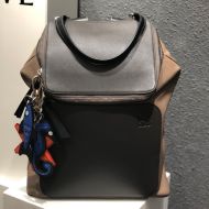 Loewe Goya Backpack Patchwork Calfskin In Khaki/Gray