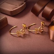 Loewe Logo L Hoop Earrings In Metal Gold