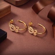 Loewe Logo L Hoop Earrings Metal with Pearl Embellished Gold