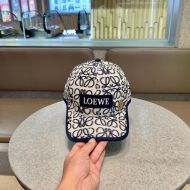 Loewe Logo Anagram Embroidery Baseball Cap Cotton In Navy Blue