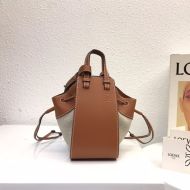 Loewe Mini Hammock Drawstring Bag Calfskin/Canvas In Brown