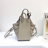 Loewe Mini Hammock Drawstring Bag Grained Calfskin In Gray