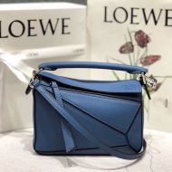 Loewe Mini Puzzle Bag Grained Calfskin In Blue