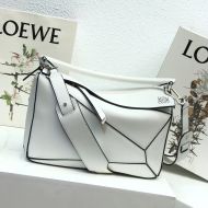 Loewe Medium Puzzle Bag Classic Calfskin In White